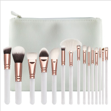 15pcs Private Label Professional Vegan White Handle Cosmetics Custom Odm Make up Brush Set  With Vegan Bags